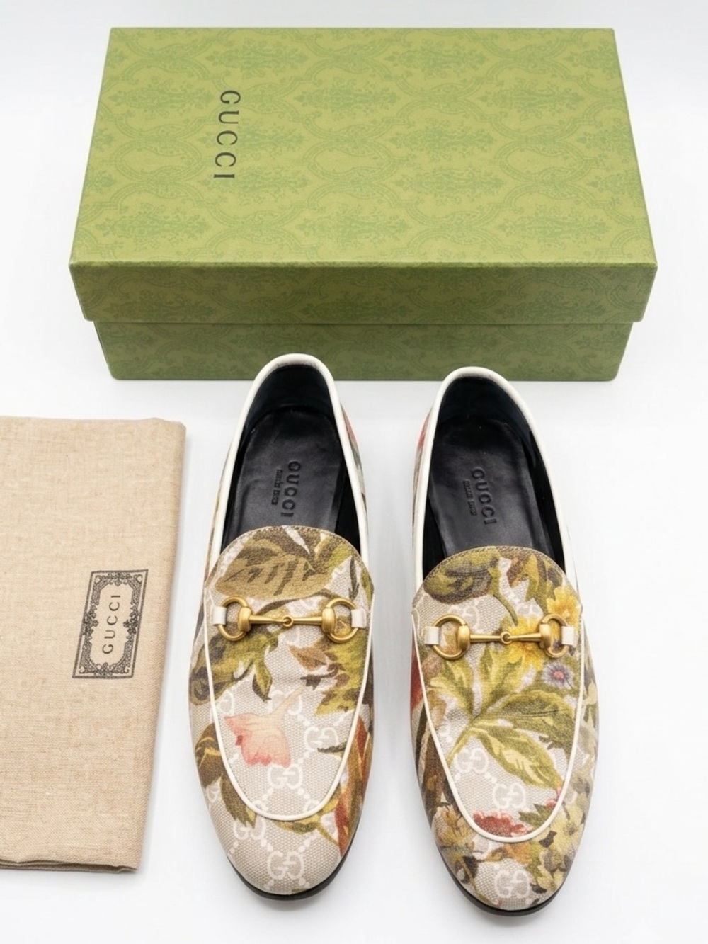 Gucci Floral Canvas Horsebit Jordaan Loafers